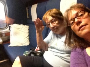 me and mom on train